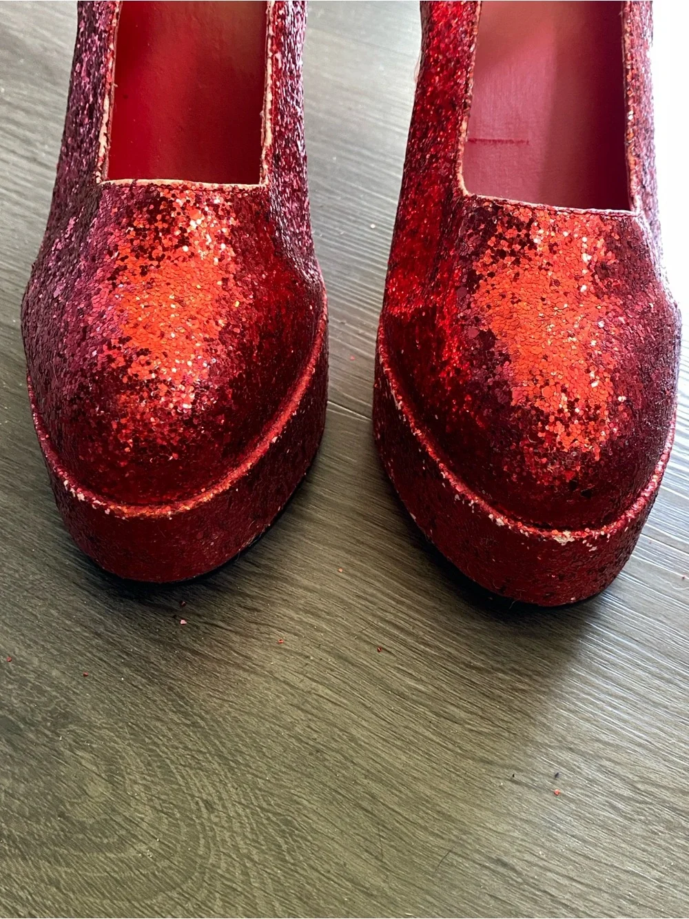 Red Glitter Mary Jane Platform Heels - Women's Fashion Pump - Dorothy Costume